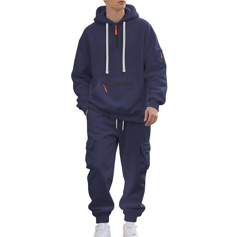 KZZ Men's Winter Fleece Lined Casual Set Long Sleeve Jacket & Pants