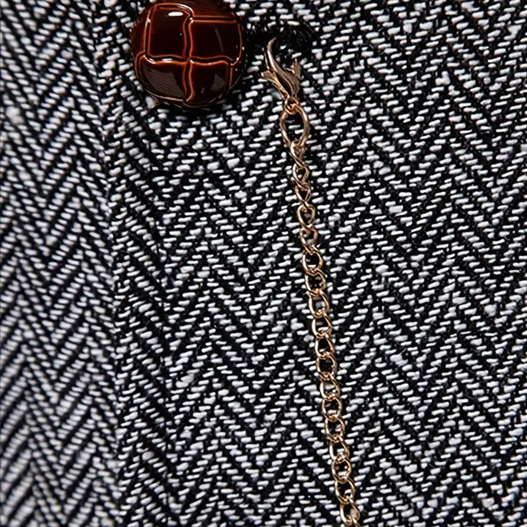 Vintage Lapel Men's Tweed Waistcoat