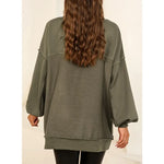 Oversized Button Henley Sweatshirt