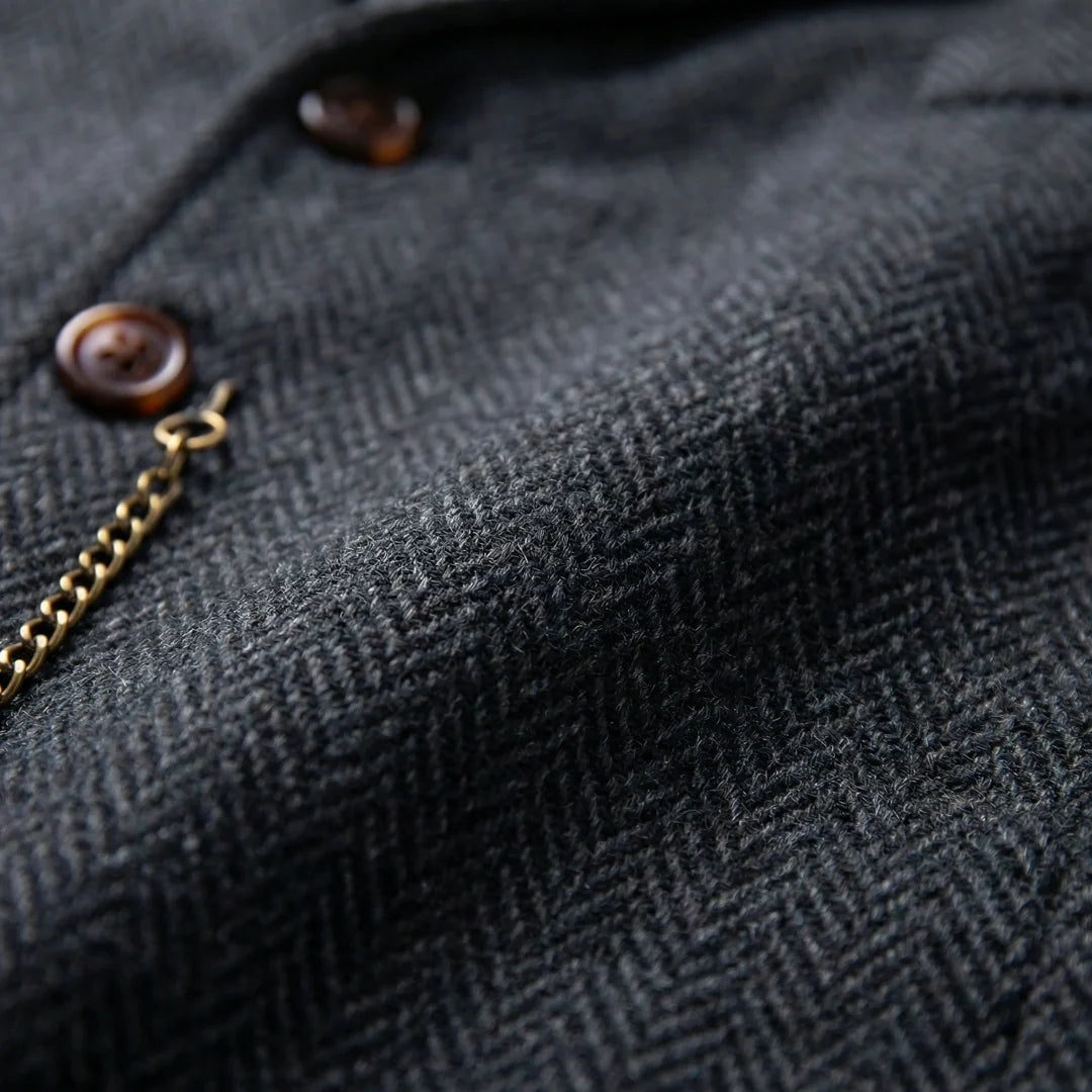 Vintage Lapel Men's Tweed Waistcoat