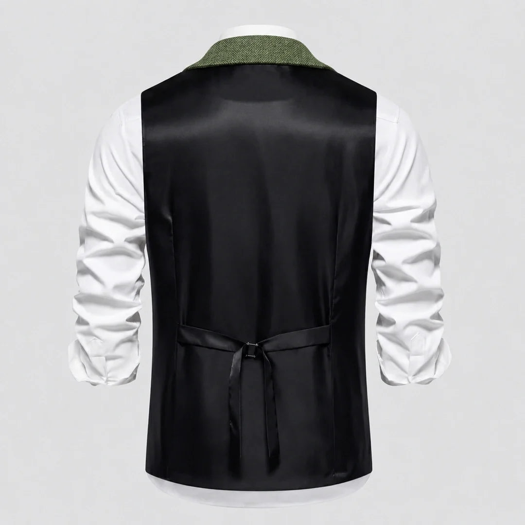 Vintage Lapel Men's Tweed Waistcoat