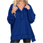 Oversized Button Henley Sweatshirt