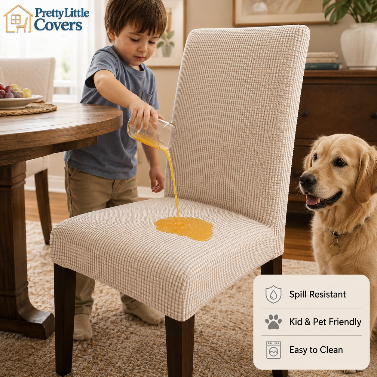 PrettyGuard™ Waterproof Chair Covers – Instantly Revive Old Chairs!