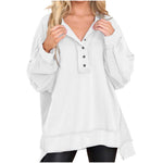 Oversized Button Henley Sweatshirt