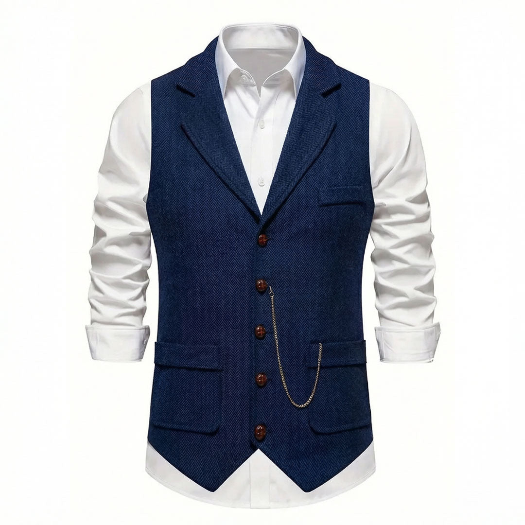Vintage Lapel Men's Tweed Waistcoat