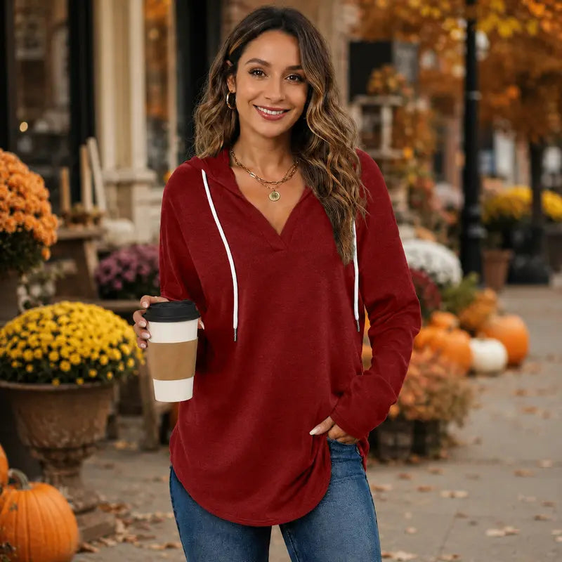 WIHOLL Womens Plaid Hoodie Tunic Top