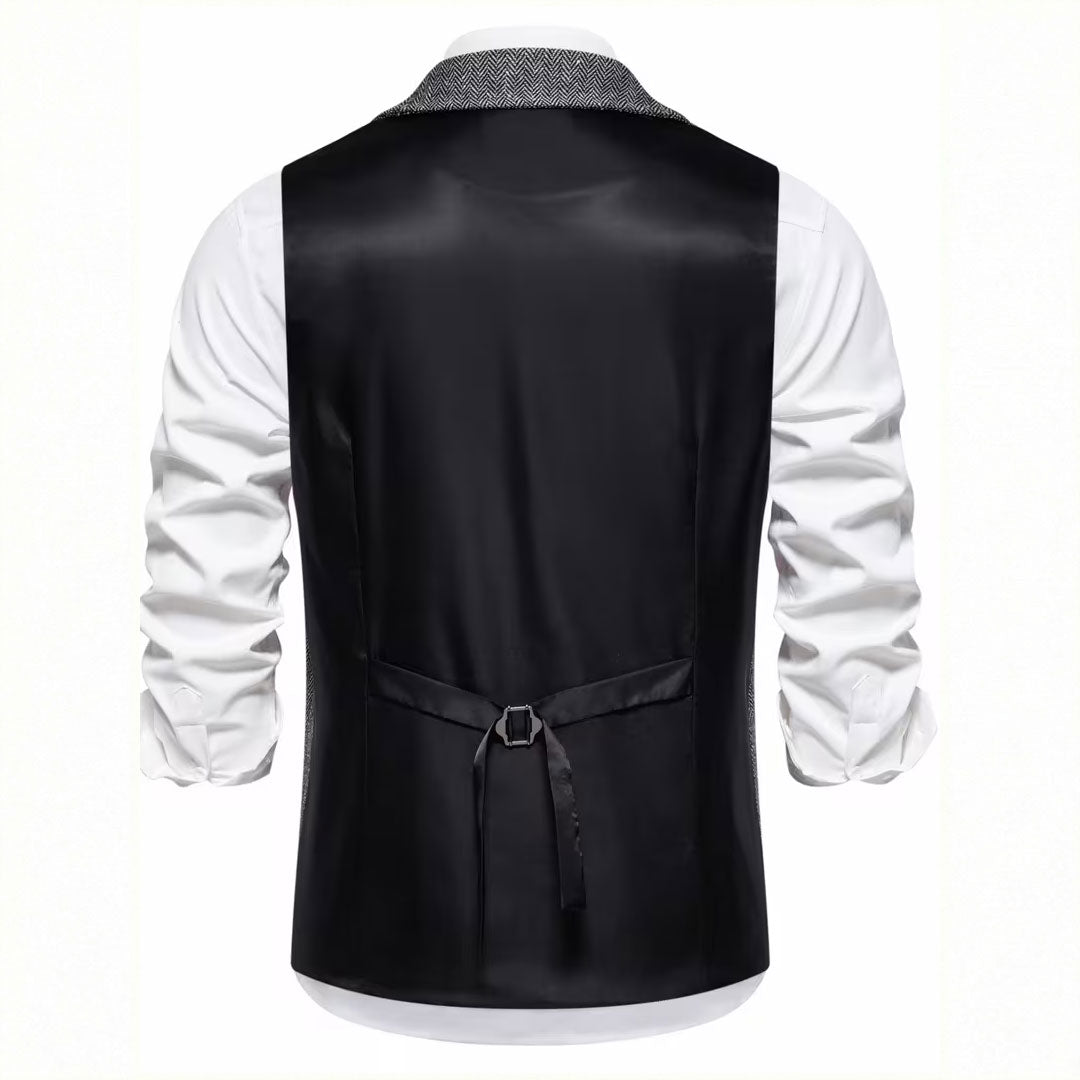 Vintage Lapel Men's Tweed Waistcoat