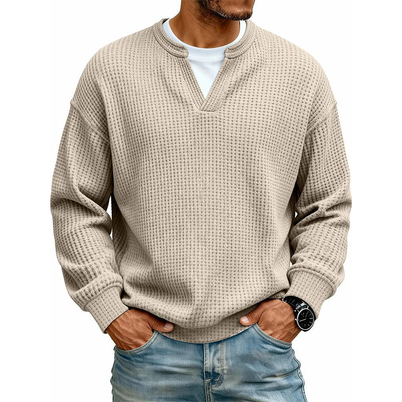 🔥Must-Have🔥👕 Textured Waffle Pullover for Men