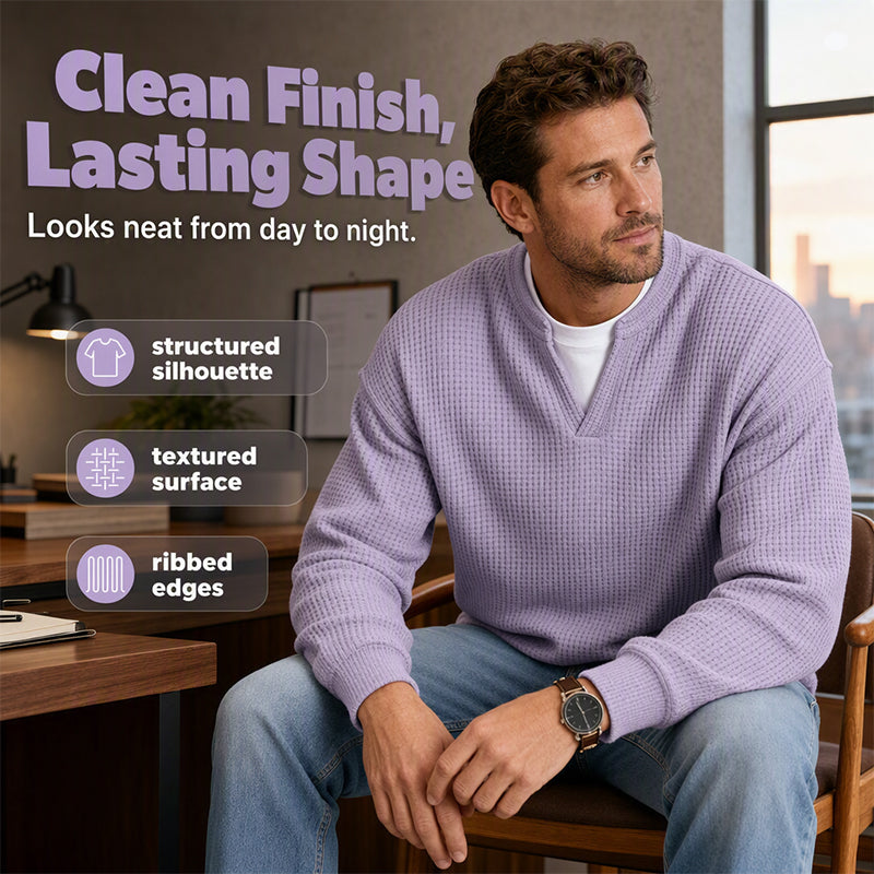 🔥Must-Have🔥👕 Textured Waffle Pullover for Men