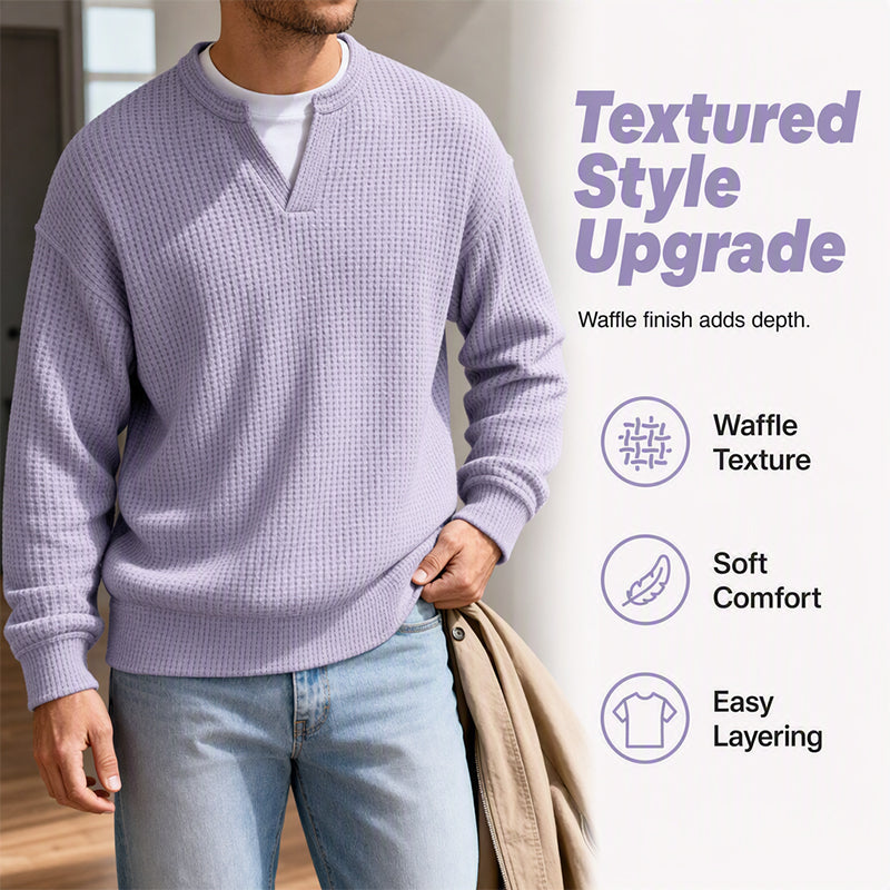 🔥Must-Have🔥👕 Textured Waffle Pullover for Men