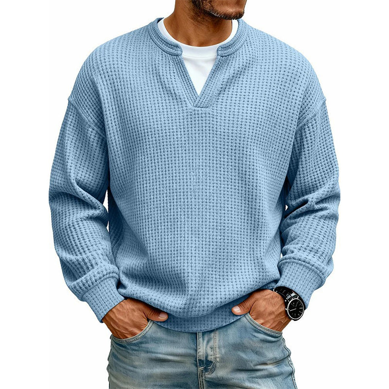 🔥Must-Have🔥👕 Textured Waffle Pullover for Men