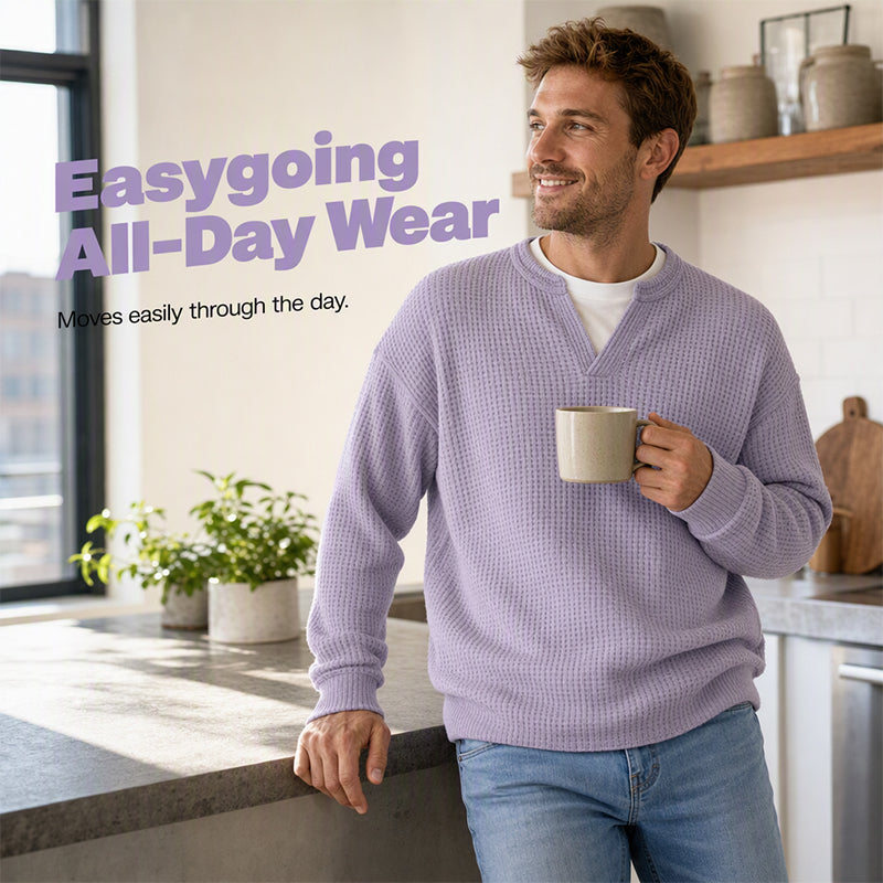 🔥Must-Have🔥👕 Textured Waffle Pullover for Men